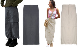 2304 NEW  European and American Vintage Bottom Drawstring Skirt 6871