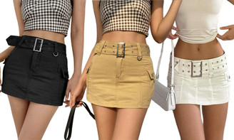 2304 NEW European and American style spicy girl denim short skirt with belt 6873