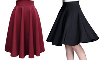 2304 NEW Elastic slim large swing skirt with elastic waist pocket pleated skirt 6887