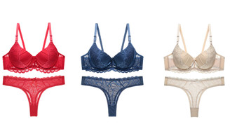 2305  NEW   Gathering solid -colored bras sexy lace pants underwear set 6744