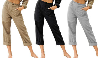  2305 NEW Solid cotton and linen fashionable loose fitting high waisted casual pants 7036LA