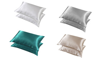 2305 NEW Solid colored imitation silk pillowcase 2pc 7068