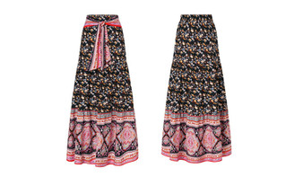 2305 NEW Printed skirt casual large swing bow loose pleated bohemian skirt 7088LA