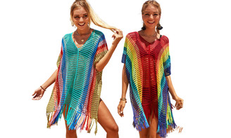2305 NEW Colorful patchwork hollowed out beach top 7150LA