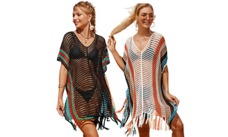 2305 NEW Tassel hemline hollowed out beach cover  7151LA