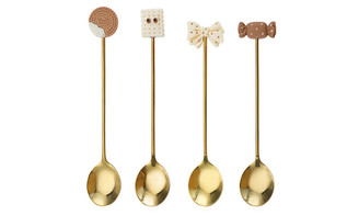 2305 NEW 304 stainless steel dessert spoon cartoon biscuit mixing coffee spoon 4PC 7174LA