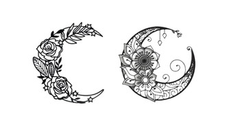 2305 NEW Moon rose metal black wall art decoration 7183LA