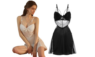 2306 NEW Sexy Lace Open Back Suspended Sleeping Dress with Steel Rings    7306LA