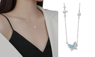 2306 NEW Light Blue Butterfly Light Luxury Design Sense Collar Chain 7363 LA