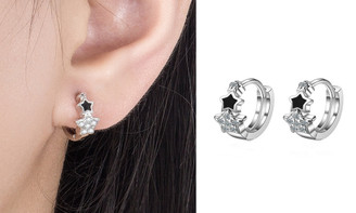  2306 NEW Zircon black star earrings 7366  LA