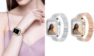 2306 NEW Suitable for Apple Watch 12345678 Diamond Band and Protective Case 7414LA