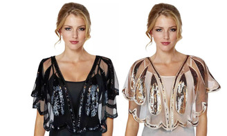 2306 NEW Women's dress shawl mesh sequin cardigan overlay 7456LA