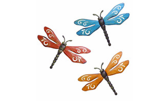 2306 NEW 3PC Large Iron Dragonfly Wall Hanging Courtyard Decoration  7469
