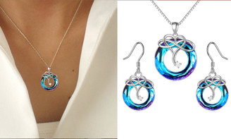 2306 NEW 8-character Love Crystal Ring Zircon Necklace Earring Set 7473LA