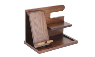 2306 NEW Desktop wooden mobile phone holder charging base organization and storage 7483