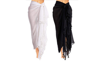 2306 NEW 2PC Long Beach Vacation Tassel Shawl Half Wrapped Skirt 7486LA