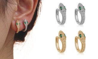 2307 NEW S925 Silver Personalized Snake shaped Earrings with Zircon Earrings 7498LA