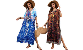 2307 NEW Beach cover up with tie rope vacation cover up dress gown 7504LA