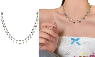 2307 NEW Women's colorful butterfly zircon necklace collarbone chain 7506LA