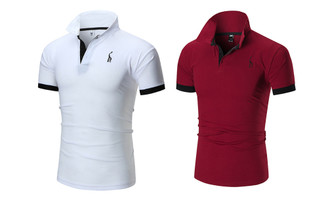2307 NEW Men's Summer Short Sleeve Embroidered Little Deer Polo Shirt 7379LA