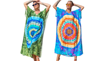 2307 NEW Tie dyed beach smock, cotton printed vacation robe, bikini beach skirt 7521LA