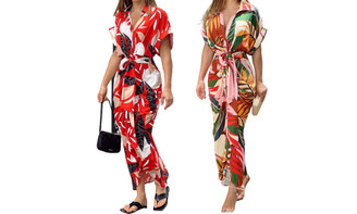 2307 NEW Women's shirt style waistband short sleeved dress 7536LA