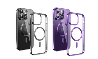 2307 NEW Electroplated built-in lens film magnetic suction wireless charging phone case 7553LA