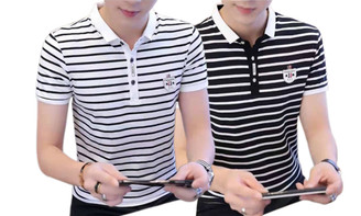2307 NEW Men's Polo Striped Half Sleeve Top  7398 LA