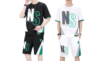 2307 NEW Short sleeved T-shirt men's summer sports suit trend casual shorts 7581LA