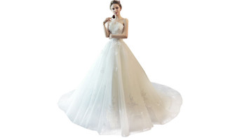 2307 NEW  White strapless lace minimalist temperament Sen style wedding dress 7608