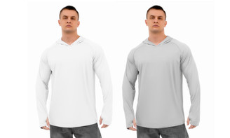 2308 NEW Men's ice silk breathable and UV resistant solid color long sleeved hooded sun protection suit 7817LA