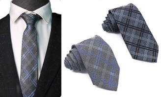 2308 NEW Men's yarn-dyed diamond plaid polyester tie Business casual tie 7839LA