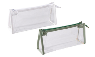 2308 NEW PVC student stationery storage transparent zipper pen bag 7843LA