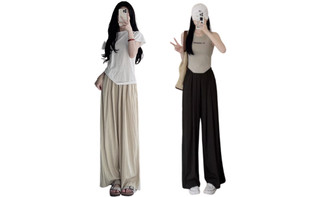2308 NEW Thin Ice Silk High Waist Pleated Draping Casual Pants 7886LA