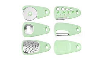 2308 NEW Kitchen Gadget Set 6-Piece Pizza Knife Vanilla Cutting Bottle Machine Peeling Knife Slicer Garlic Grinder 7895LA