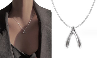 2308 NEW Simple Wishing Bone Necklace Women's Versatile Collar Chain 7896LA