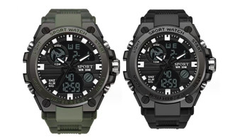 2308 NEW Multifunctional Youth Outdoor Sports Glow Student Quartz Dual Display Watch 7902LA