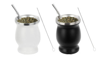 2308 NEW Stainless steel Madai cup, gourd shaped large belly tea cup, water cup with filter spoon and brush 7919