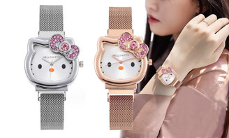 2308 NEW Kitty Cat Diamond Bow Magnetic Band Watch 7989 LA
