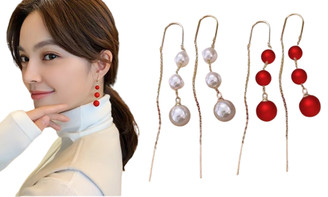 2308 NEW Women's Long Style Pearl Tassel Earline Earrings 8105LA