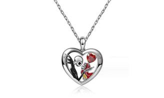 2309 NEW Halloween Heart Shaped Skeleton Necklace Jewelry Simple Diamond Pendant Necklace 8111 la