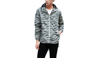 2309 NEW Reflective striped trendy men's and women's casual double layer trench coat 8123La