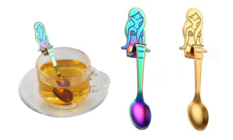 2309 NEW 2PC coffee spoon with hanging cup mermaid spoon stirring spoon 8150la