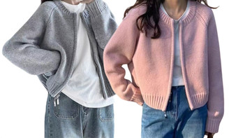 2309 NEW Autumn and Winter Loose Short Sweater Coat Women's Thick Zipper Long Sleeve Knitted Cardigan Top 8176 la