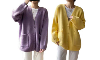 2309 NEW Spring and Autumn Sweater Coat Women's Outer Wear Solid Knitted Cardigan 8186 la