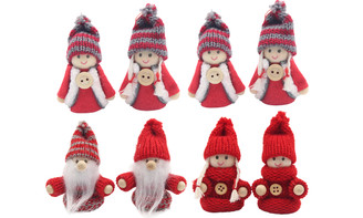 2309 NEW 8PC Santa Claus Knitted Doll Set Combination 8212 