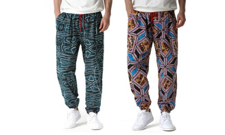 2309 NEW Men's cotton linen printed leggings, men's lantern pants, loose patterned Harlan pants 8222 la