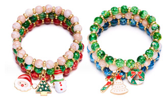 2310 NEW Three Pack Christmas Beaded Combination Bracelet 8225 la