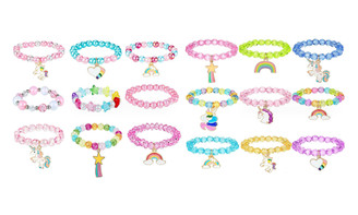 2310 NEW  9 Pieces Colorful Unicorn Bracelet Girls Unicorn Bracelets Rainbow Unicorn Beaded Bracelet for Birthday Party Favors 8228 la