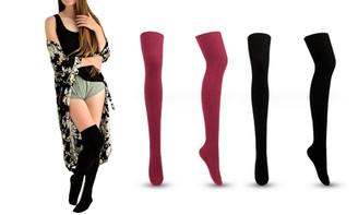 2310 NEW A pair of solid colored autumn and winter striped stockings for women, knitted knee socks 8235 la